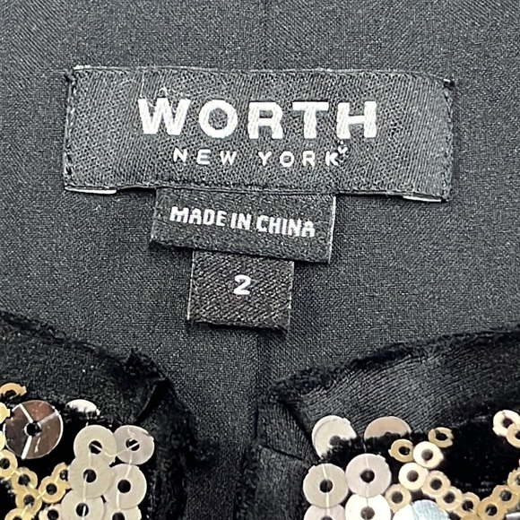 WORTH Art Deco Gold/Silver/Black Sequin Artsy Evening Crop Cocktail Jacket SZ 2 - Picture 4 of 16